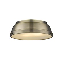  3602-14 AB-AB - Duncan 14" Flush Mount in Aged Brass with an Aged Brass Shade
